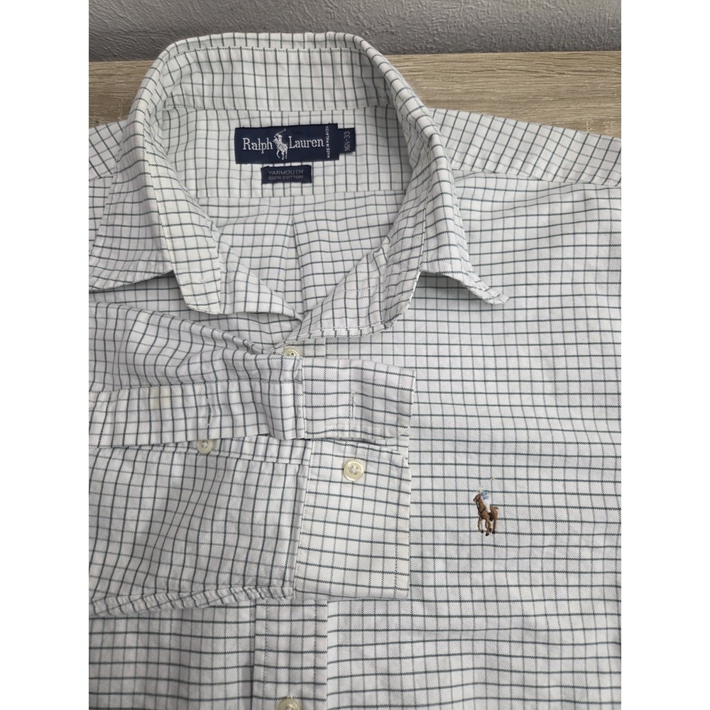 Ralph Lauren Yarmouth Dress Shirt Men's 16.5- 33‎ Green Checkered